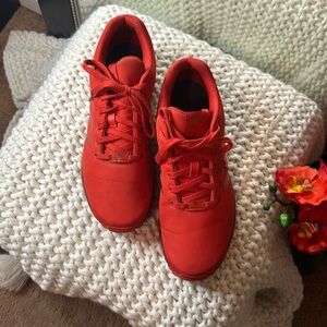 Red Adidas ZX Flux w Multicolored Bottom